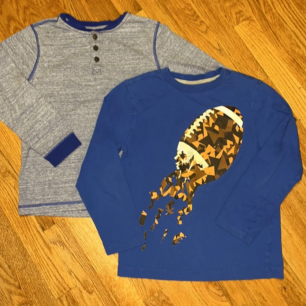 Gymboree Blue Henley and Football Tee Set